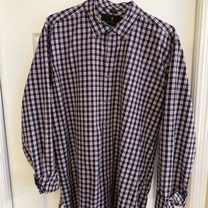 American Tall XL-Tall: Classic Navy and Red Checkered Men's Shirt, light flannel